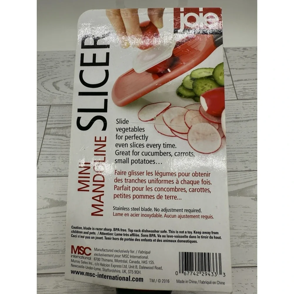 Joie MSC Mini Mandoline Slicer with Protective Slide Guide‎ Red